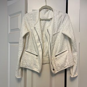 Anthropologie Moth Soft White Moto Jacket